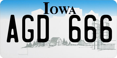 IA license plate AGD666