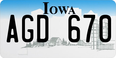IA license plate AGD670