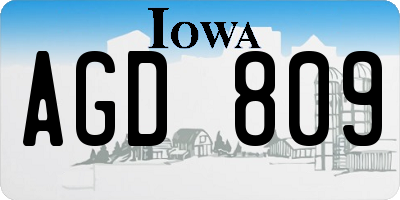 IA license plate AGD809