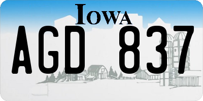 IA license plate AGD837