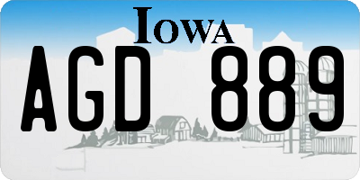 IA license plate AGD889