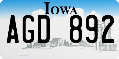 IA license plate AGD892