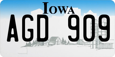 IA license plate AGD909