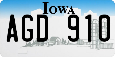 IA license plate AGD910