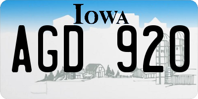 IA license plate AGD920