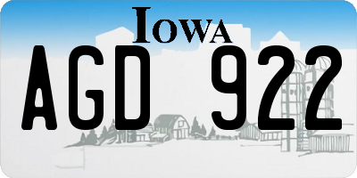 IA license plate AGD922