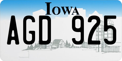 IA license plate AGD925