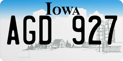 IA license plate AGD927