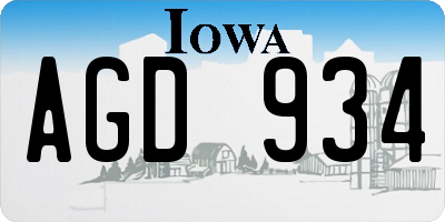 IA license plate AGD934