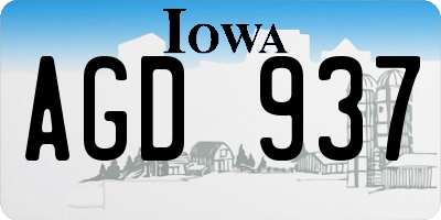 IA license plate AGD937