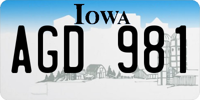 IA license plate AGD981