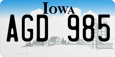 IA license plate AGD985