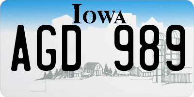 IA license plate AGD989