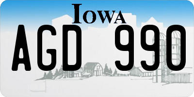 IA license plate AGD990