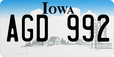 IA license plate AGD992