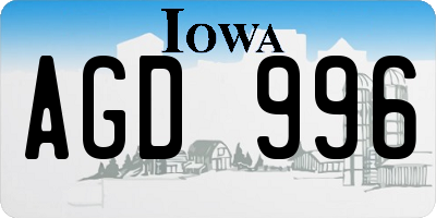 IA license plate AGD996