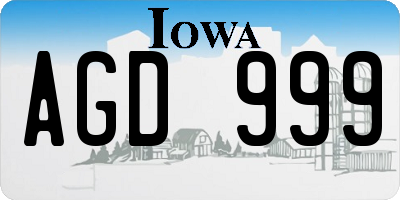 IA license plate AGD999