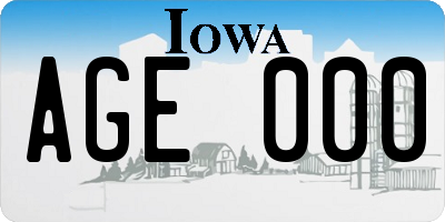 IA license plate AGE000