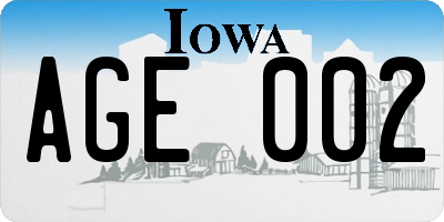 IA license plate AGE002
