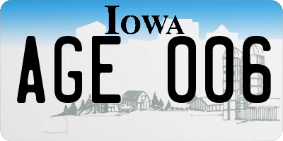 IA license plate AGE006