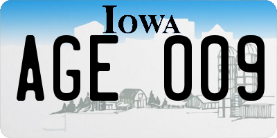 IA license plate AGE009