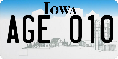 IA license plate AGE010