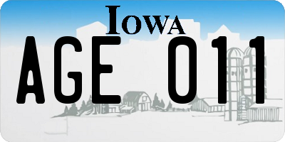 IA license plate AGE011