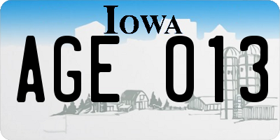 IA license plate AGE013