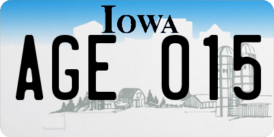 IA license plate AGE015