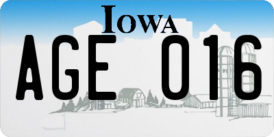 IA license plate AGE016