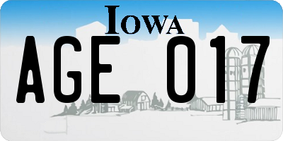 IA license plate AGE017