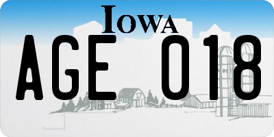 IA license plate AGE018