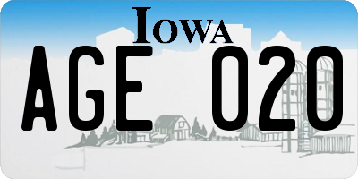 IA license plate AGE020