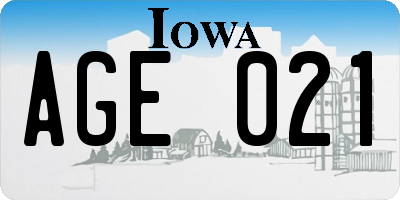 IA license plate AGE021