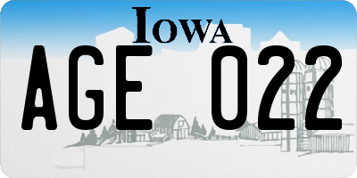 IA license plate AGE022