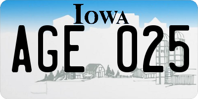 IA license plate AGE025
