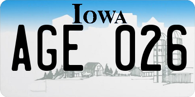IA license plate AGE026