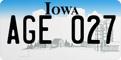 IA license plate AGE027