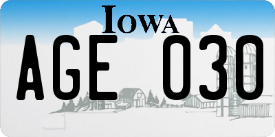 IA license plate AGE030