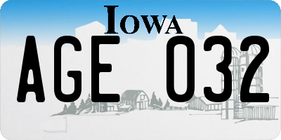 IA license plate AGE032