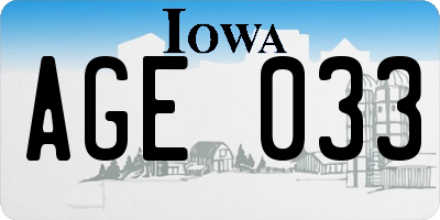 IA license plate AGE033