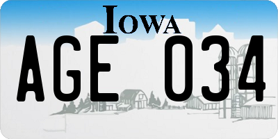 IA license plate AGE034
