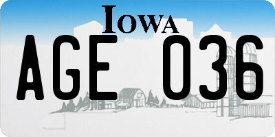 IA license plate AGE036