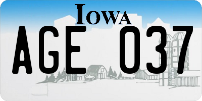 IA license plate AGE037