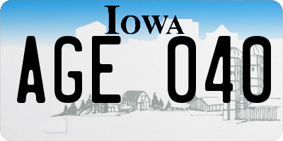 IA license plate AGE040