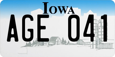 IA license plate AGE041