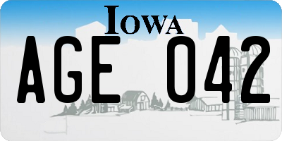 IA license plate AGE042