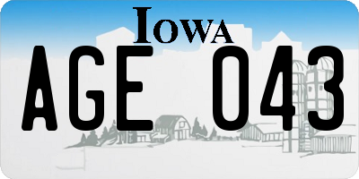 IA license plate AGE043