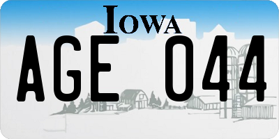 IA license plate AGE044
