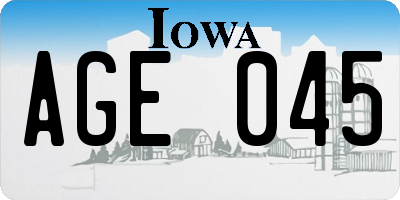 IA license plate AGE045